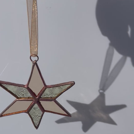 christmas ornament, suncatcher, holiday gifts, stained glass art, Star ornament, 