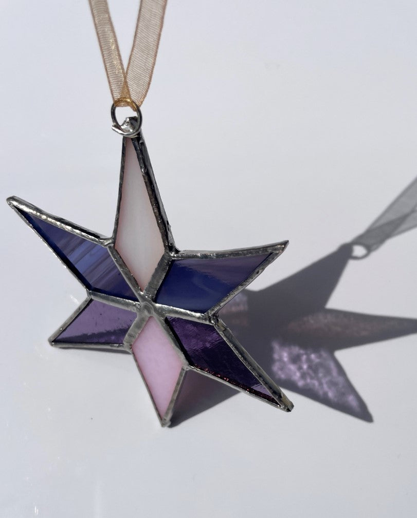 christmas ornament, suncatcher, holiday gifts, stained glass art, Star ornament, 