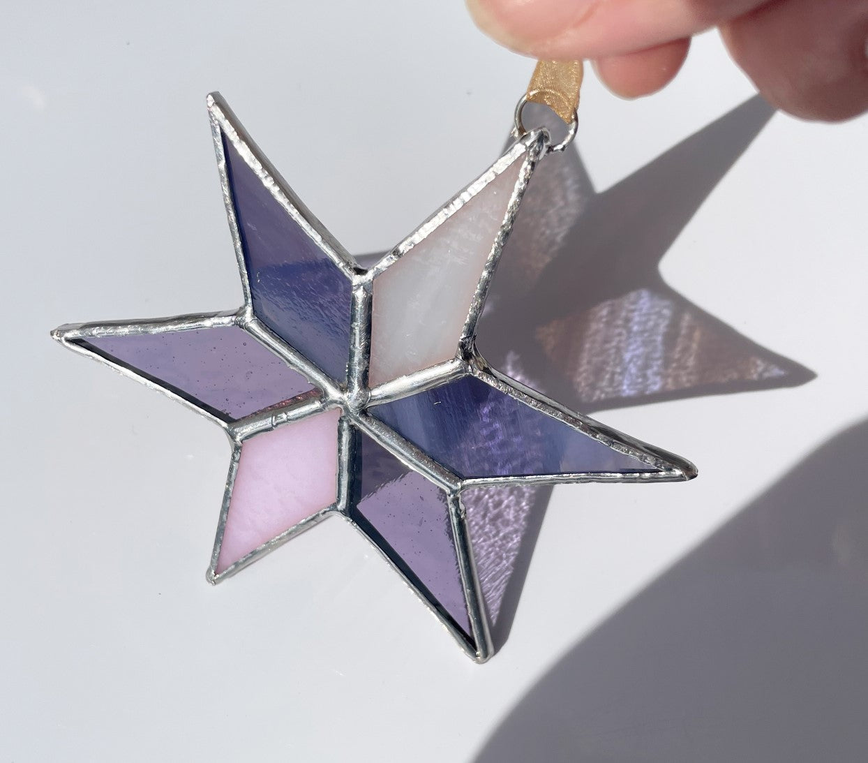 christmas ornament, suncatcher, holiday gifts, stained glass art, Star ornament, 